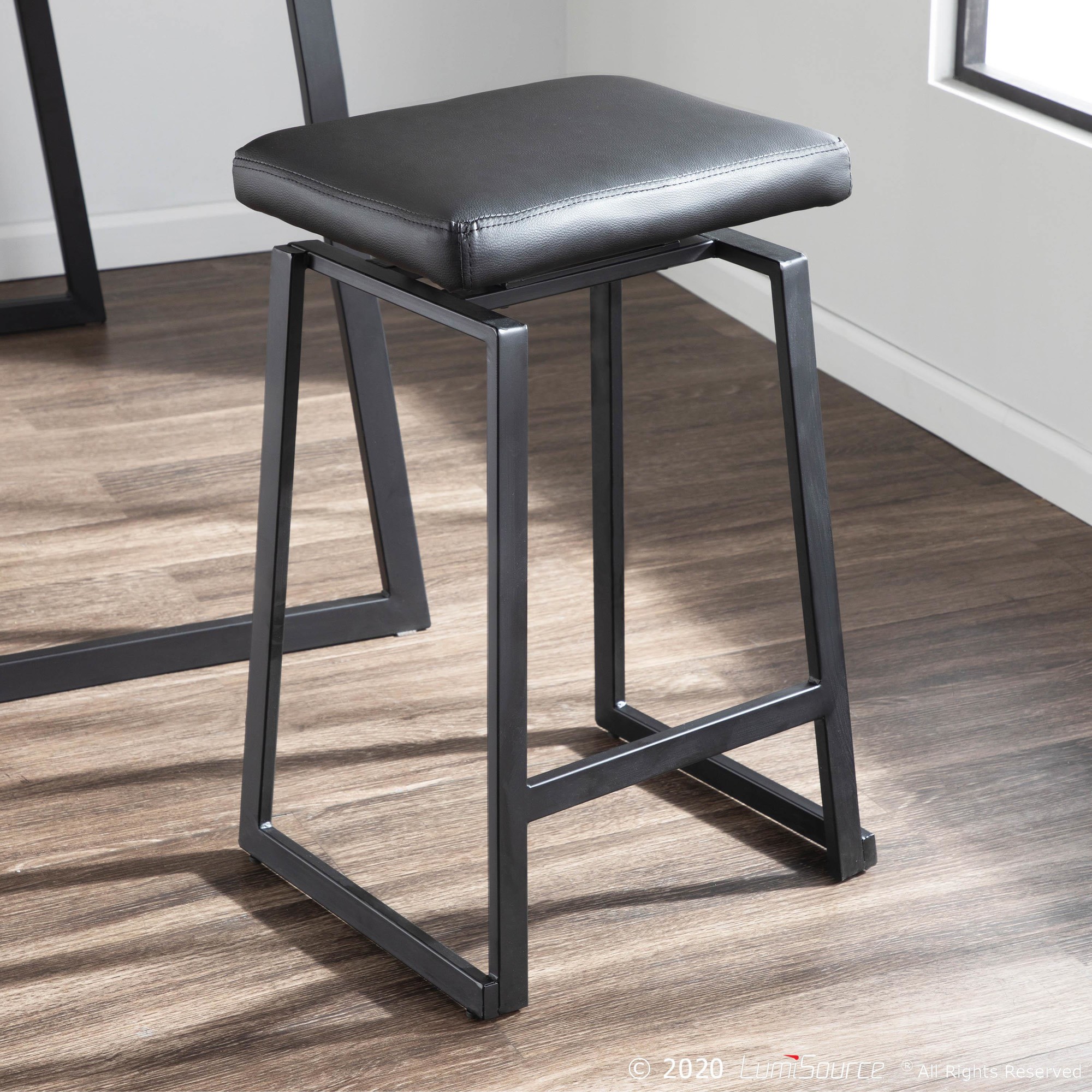 Geo Upholstered 26" Fixed-height Counter Stool - Set Of 2